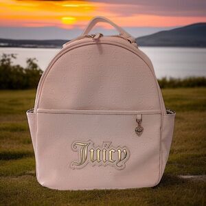 JUICY COUTURE Backpack Bag Upgrade U Blush Pink Embossed Faux Leather Adjustable